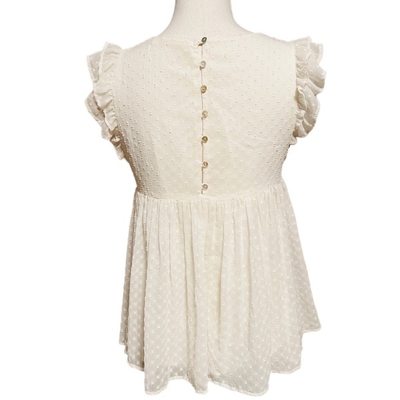 ZARA WOMENS CUTE WHITE FLUTTER SLEEVE EMBROIDERED TOP SIZE XS - Picture 3 of 15